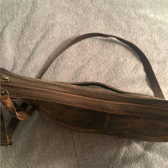 Born Brown Leather Hobo Distressed Shoulder Bag Purse Y2K - Picture 7 of 12